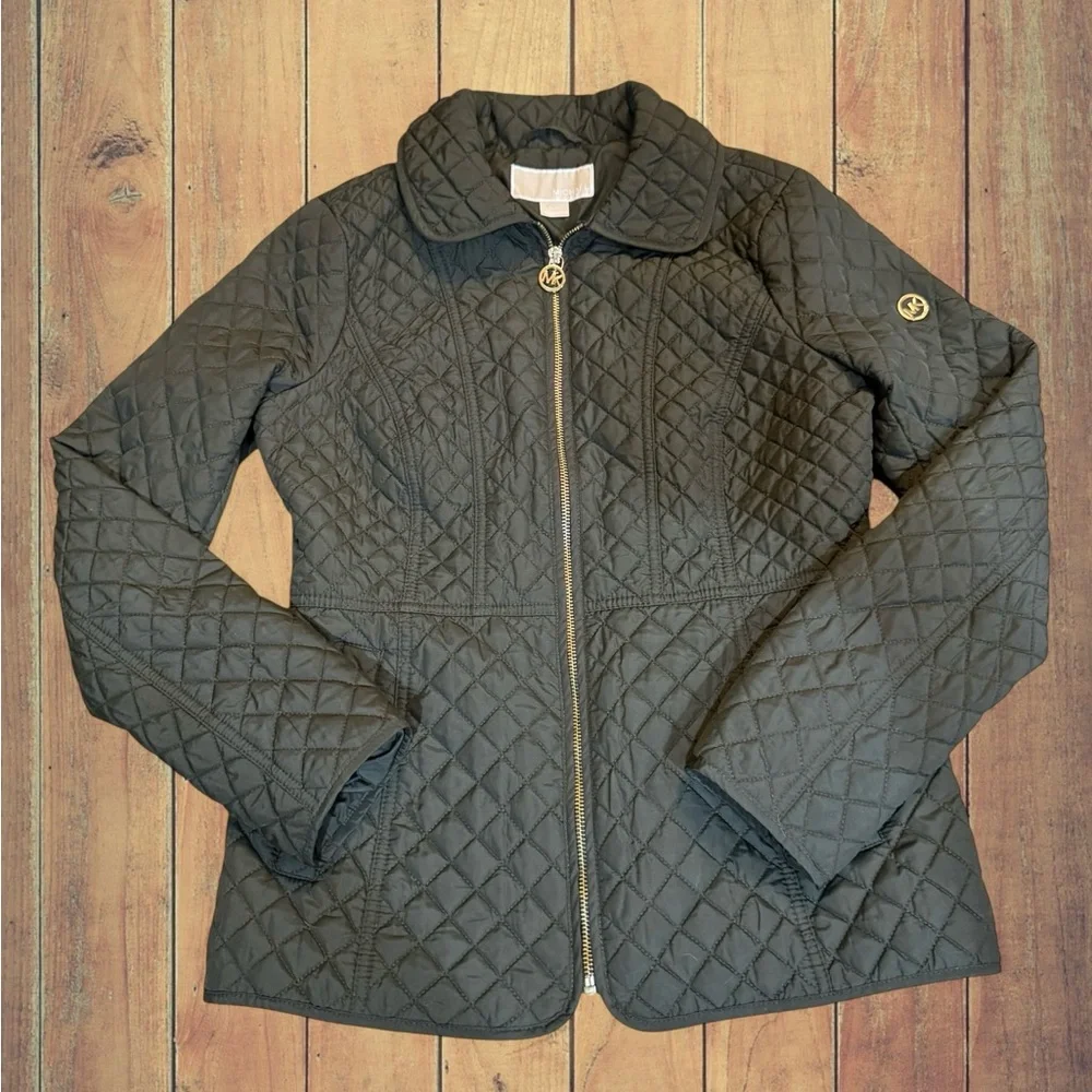 Michael Kors Women's Thin Diamond Quilted Spring Jacket With Gold Accents SizeXS - Picture 7 of 14